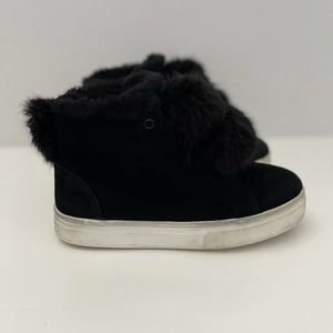 Sam Edelman suede booties with fur Pompoms